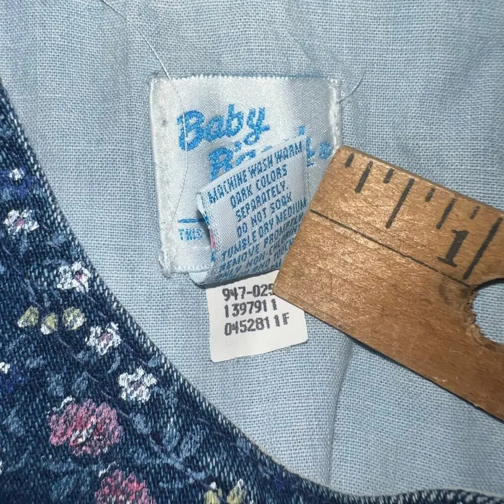 Vintage 90s Baby OshKosh B'gosh denim pink floral jumper dress girls 24 months